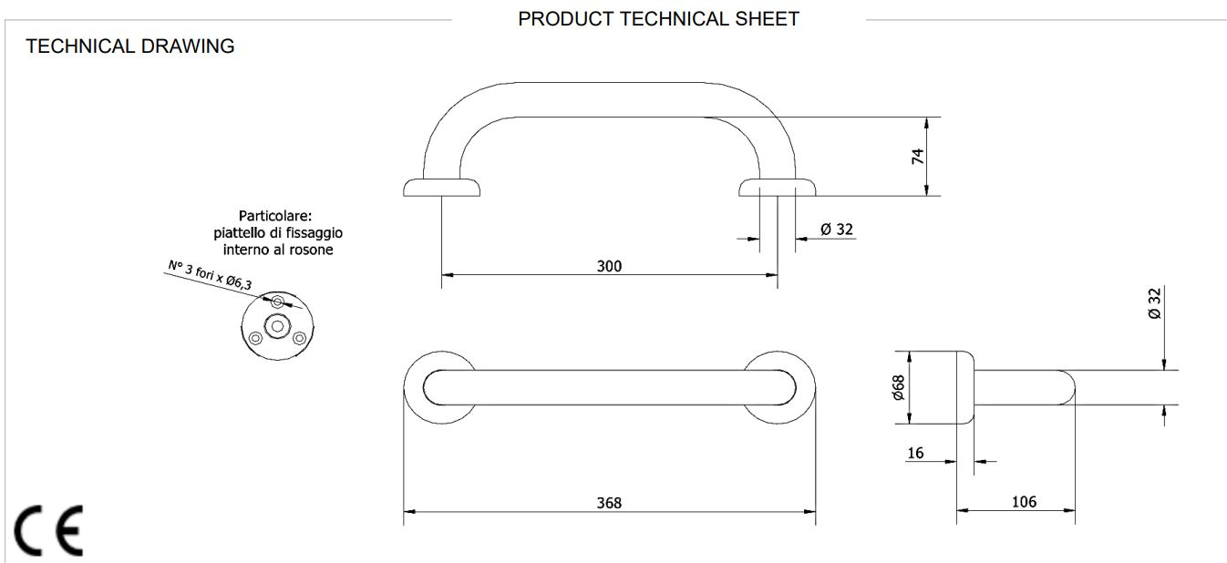 THERMOMAT : Barre d'appui 30cm /anthracite mat